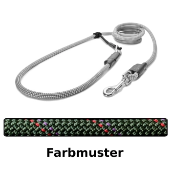 EASYLONG Hundeleine - M - 3m - olive mit rot und lila Linien